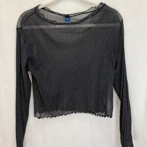 Silver sparkly sheer long sleeve